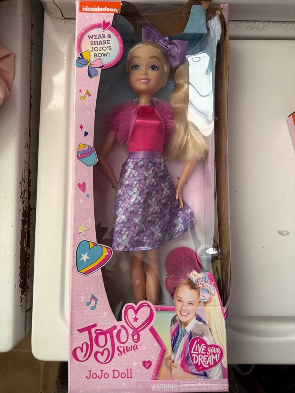 Nickelodeon JoJo Siwa Doll in Pink Top with Purple Bow & Lavender Skirt